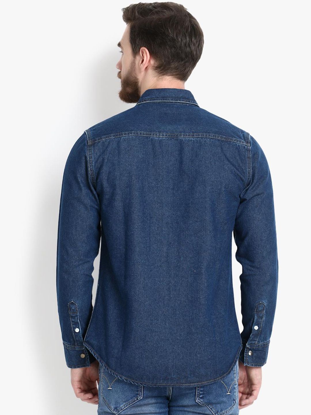 Kotty Men Blue Solid Lightweight Denim Jacket