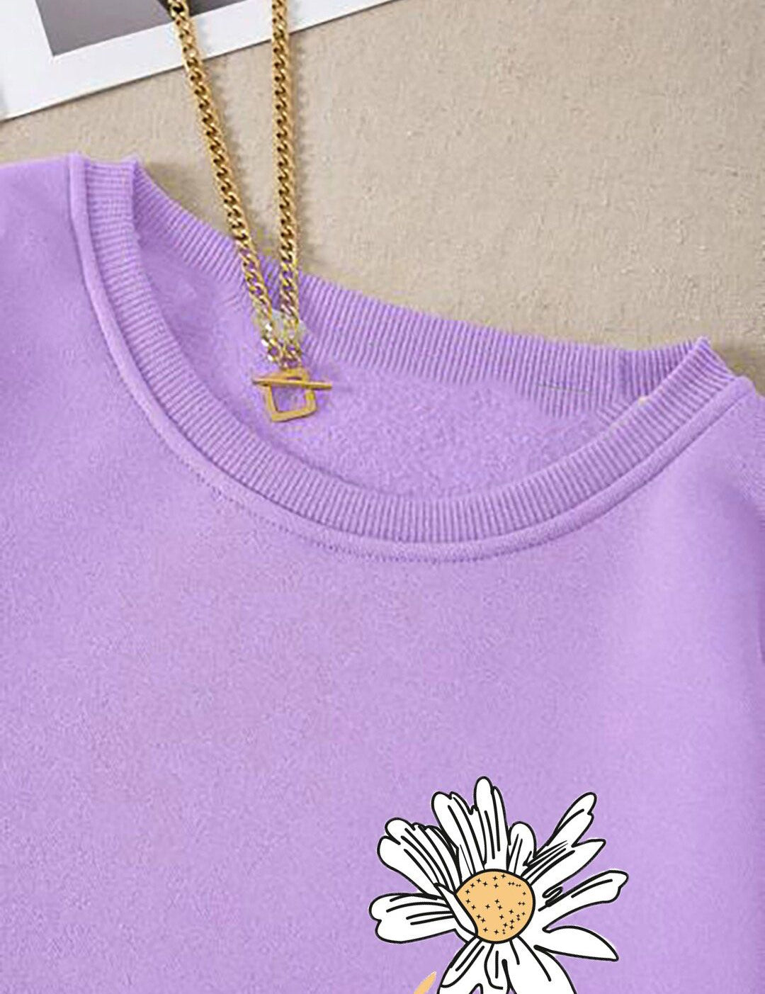 Kotty Purple Graphic Printed Fleece Sweatshirt