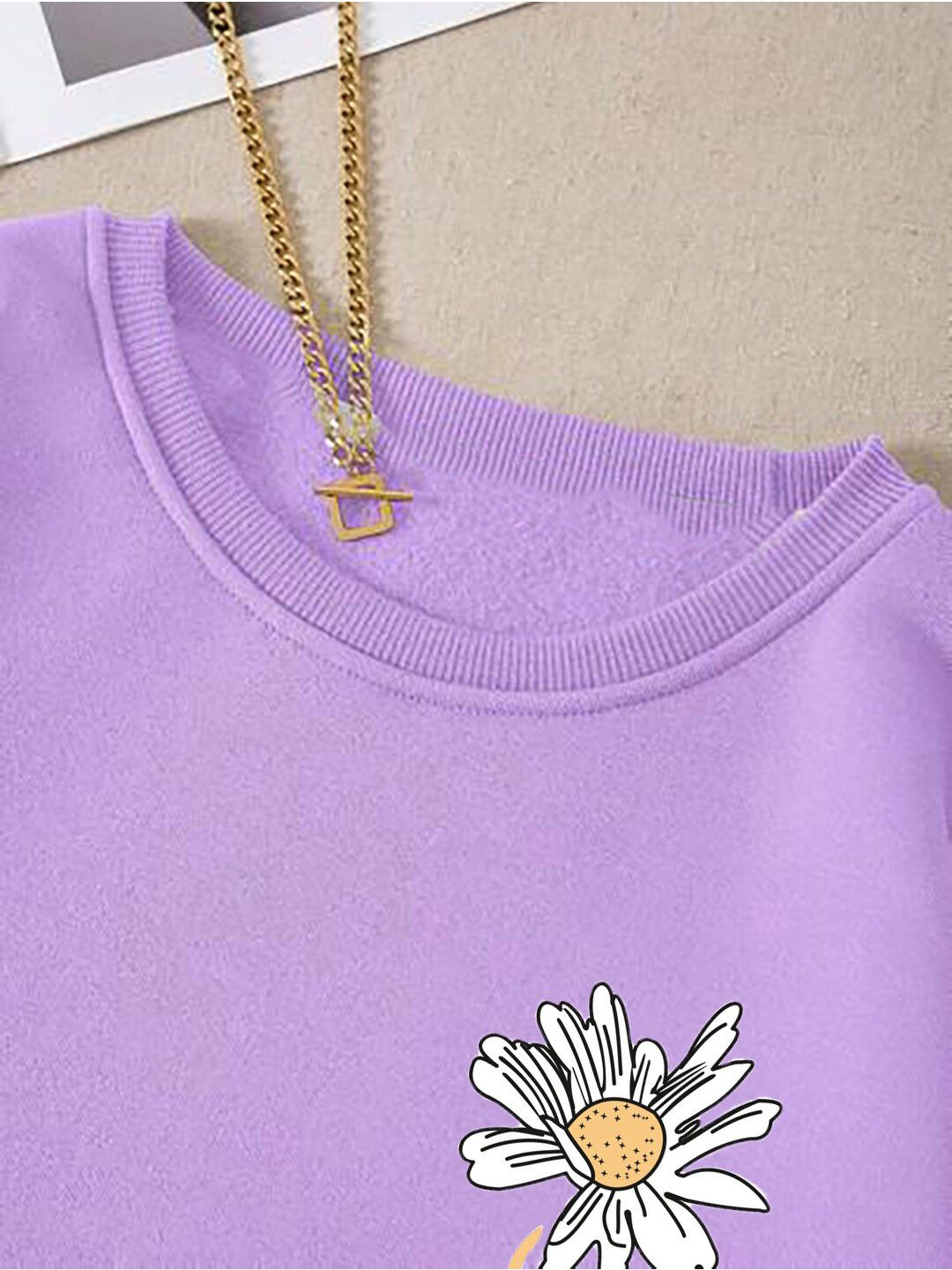 Kotty Purple Graphic Printed Fleece Sweatshirt