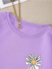 Kotty Purple Graphic Printed Fleece Sweatshirt