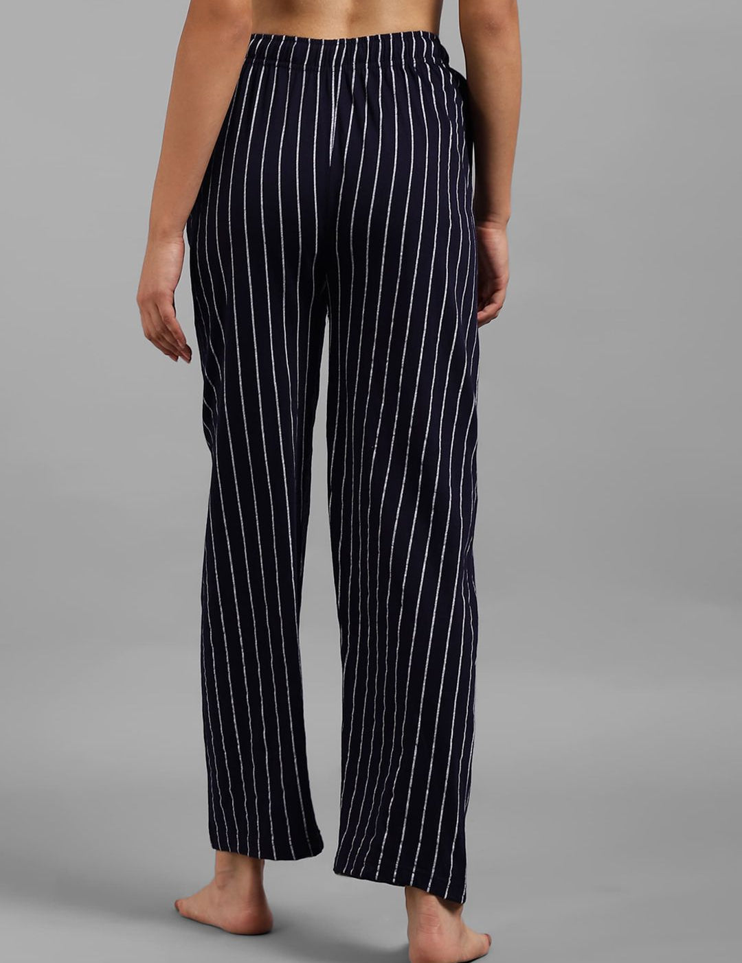 Kotty Women Navy Blue & White Striped Lounge Pants