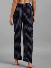 Kotty Women Navy Blue & White Striped Lounge Pants
