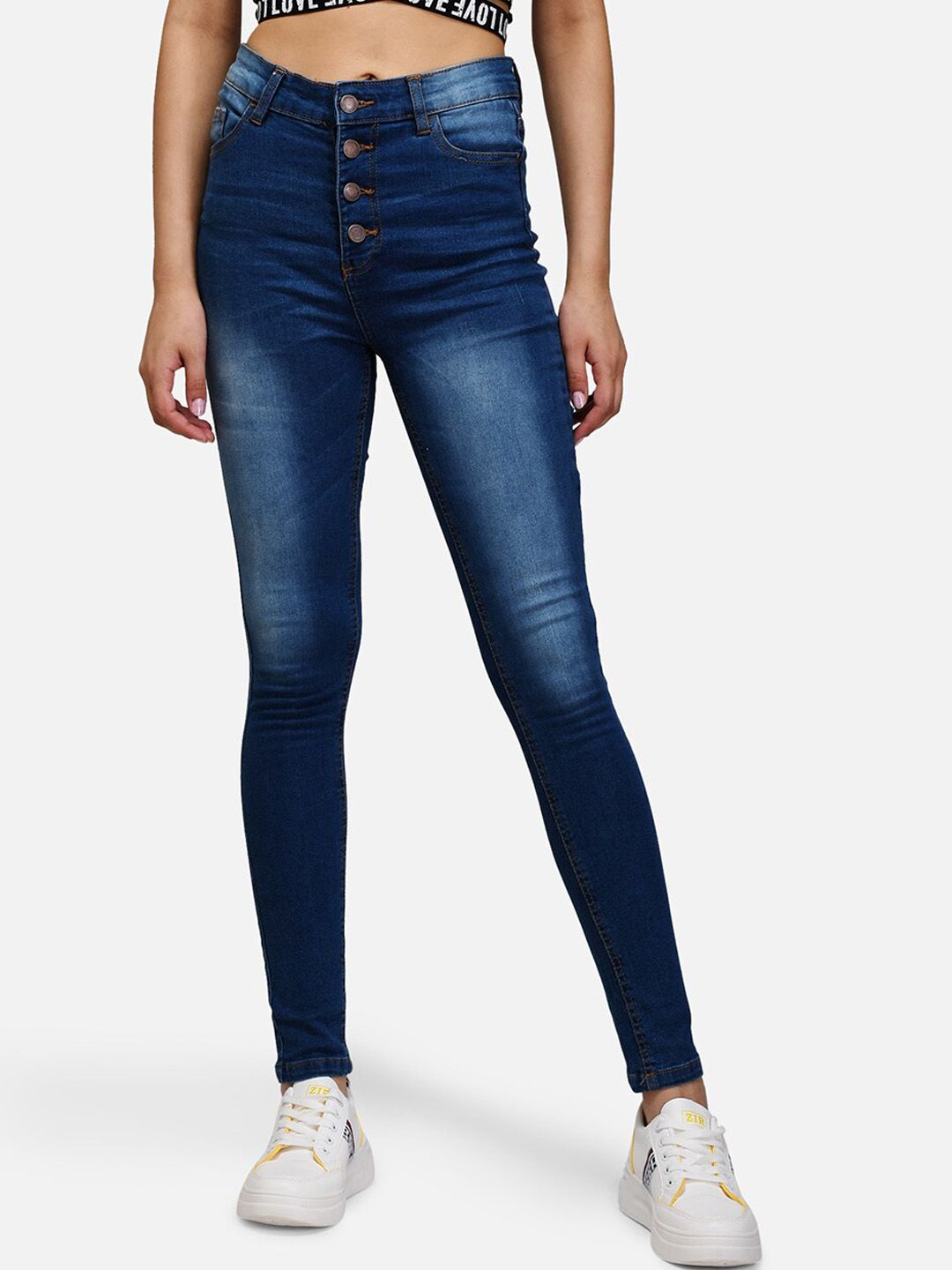 Kotty Women Blue Skinny Fit High-Rise Clean Look Jeans