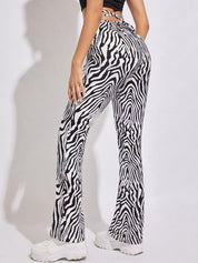 Kotty Women Printed Relaxed Flared High-Rise Easy Wash Bootcut Trousers