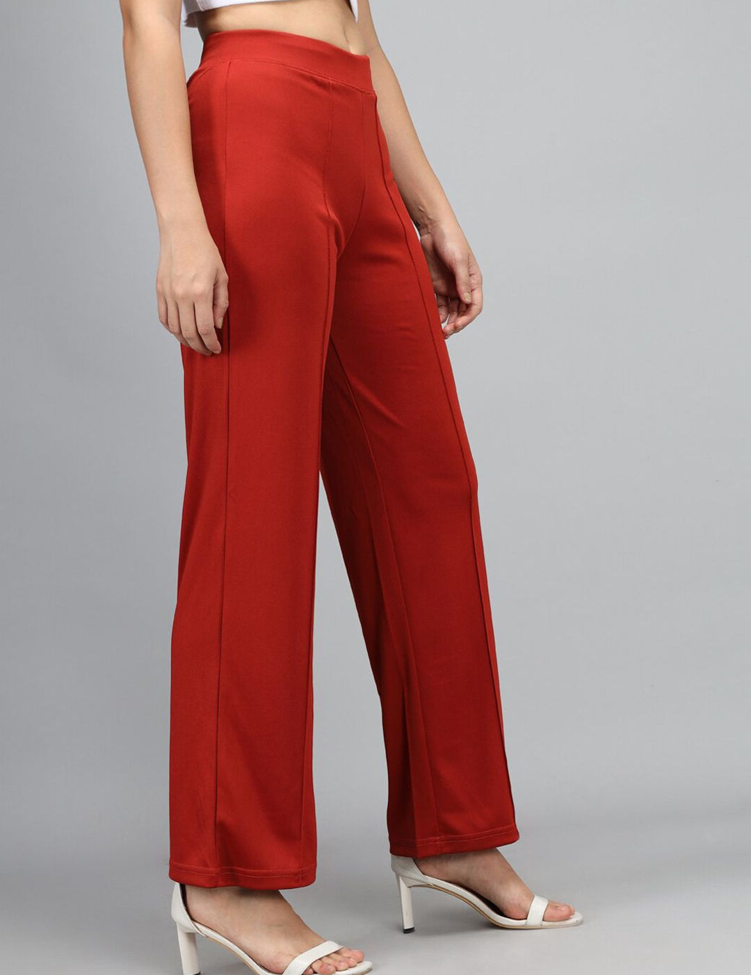 Kotty Women Maroon High-Rise Parallel Trousers