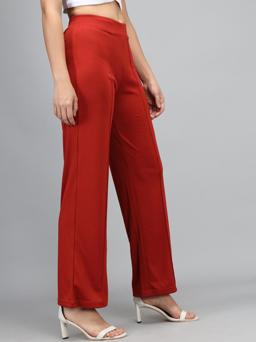 Kotty Women Maroon High-Rise Parallel Trousers