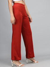 Kotty Women Maroon High-Rise Parallel Trousers