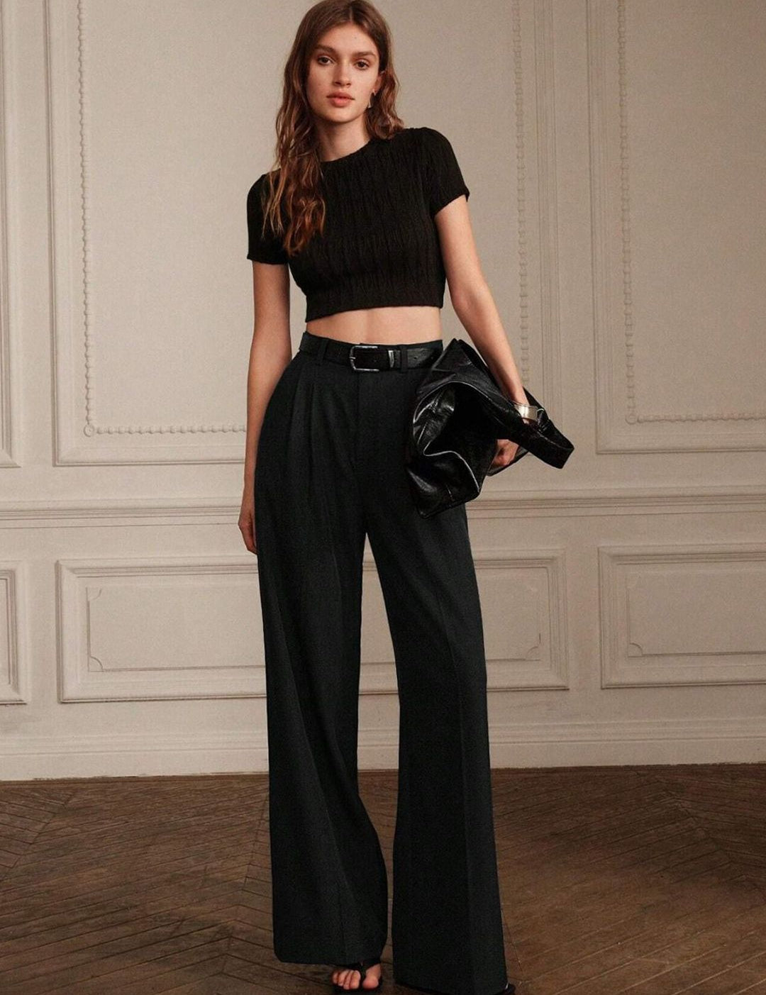 Kotty Women Relaxed Straight Leg High-Rise Pleated Wide Leg Trouser