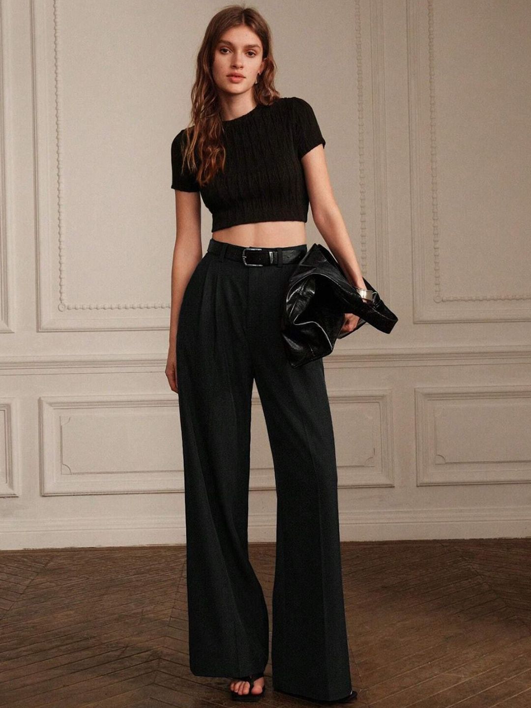 Kotty Women Relaxed Straight Leg High-Rise Pleated Wide Leg Trouser