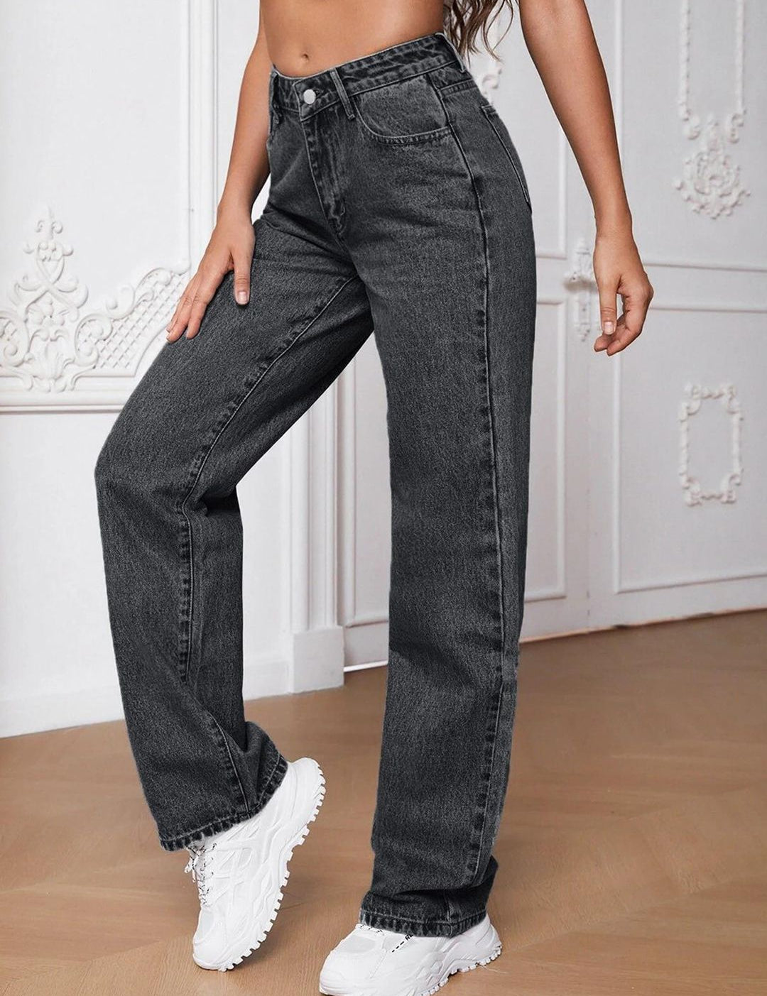 Kotty Women Jean Light Fade Wide Leg Stretchable Jeans