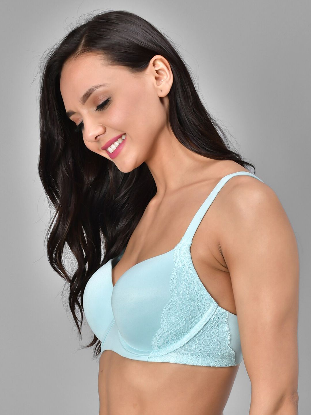 Kotty Turquoise Blue Solid Lightly Padded Underwired T-shirt Bra-KTTWOMENSBRA01