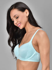 Kotty Turquoise Blue Solid Lightly Padded Underwired T-shirt Bra-KTTWOMENSBRA01