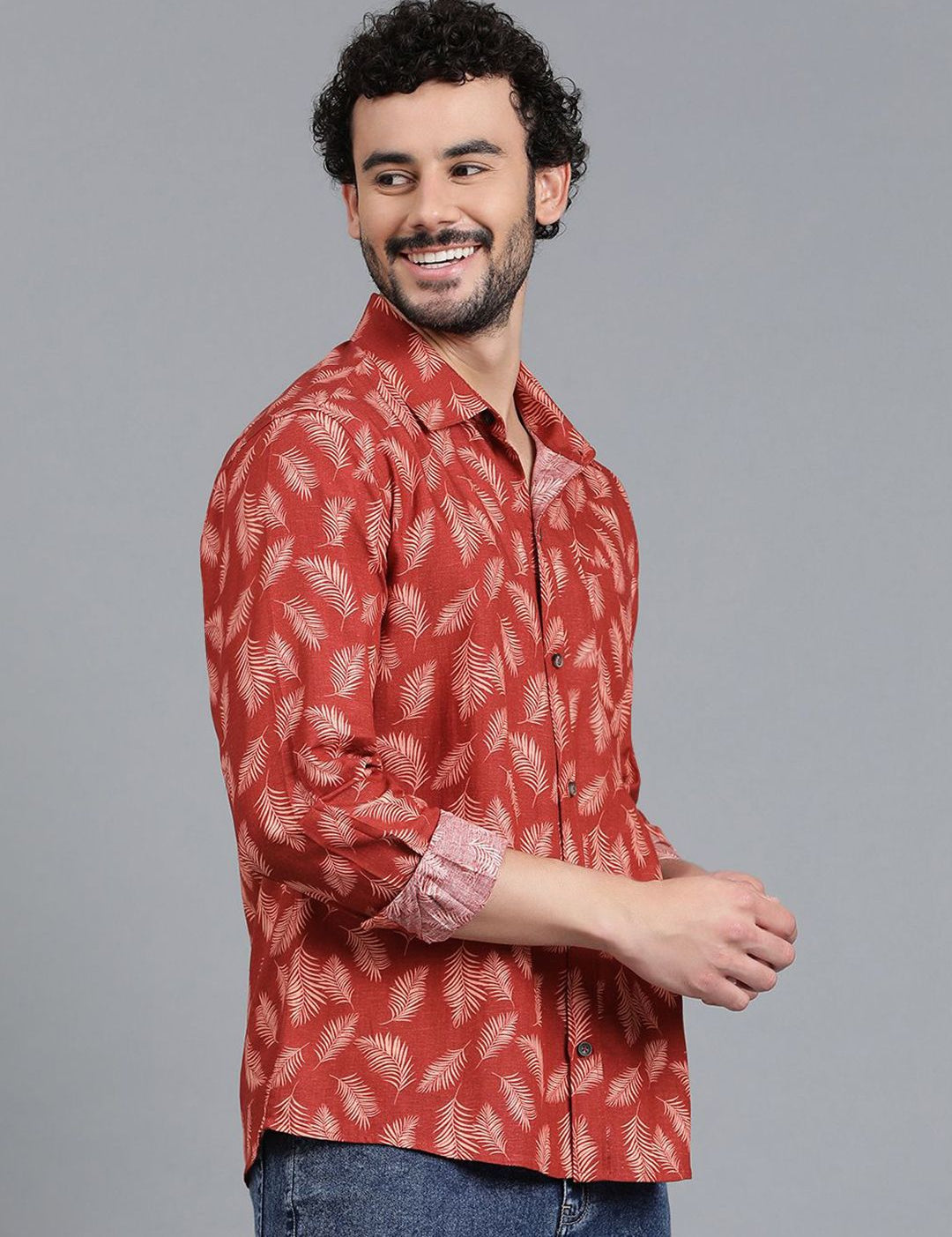 Kotty Men Spread Collar Tropical Printed Casual Shirt