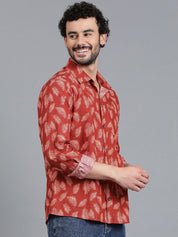 Kotty Men Spread Collar Tropical Printed Casual Shirt