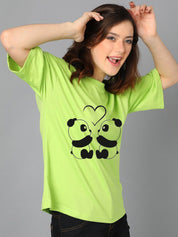 Kotty Green Graphic Printed Drop-Shoulder Sleeves Oversized T-shirt