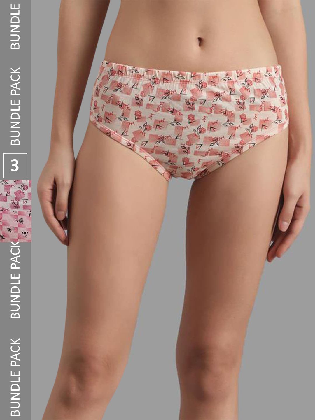 Kotty Women Pack Of 3 Floral Printed Cotton Hipster Briefs