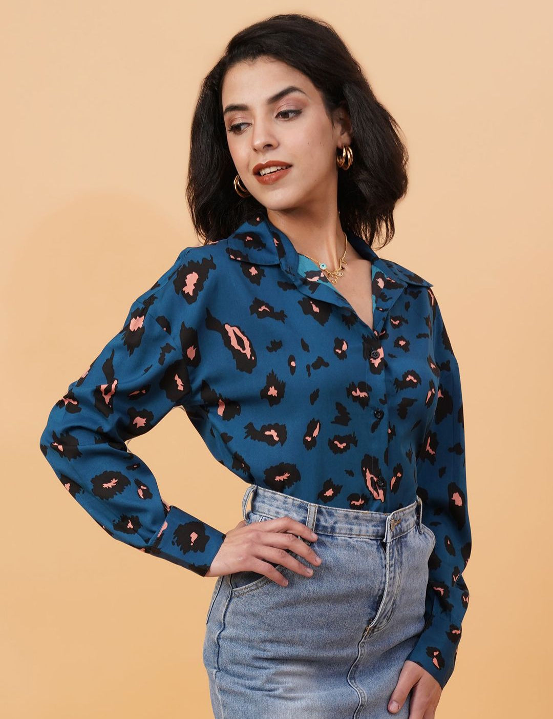 Kotty Blue Abstract Printed Casual Shirt