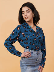 Kotty Blue Abstract Printed Casual Shirt