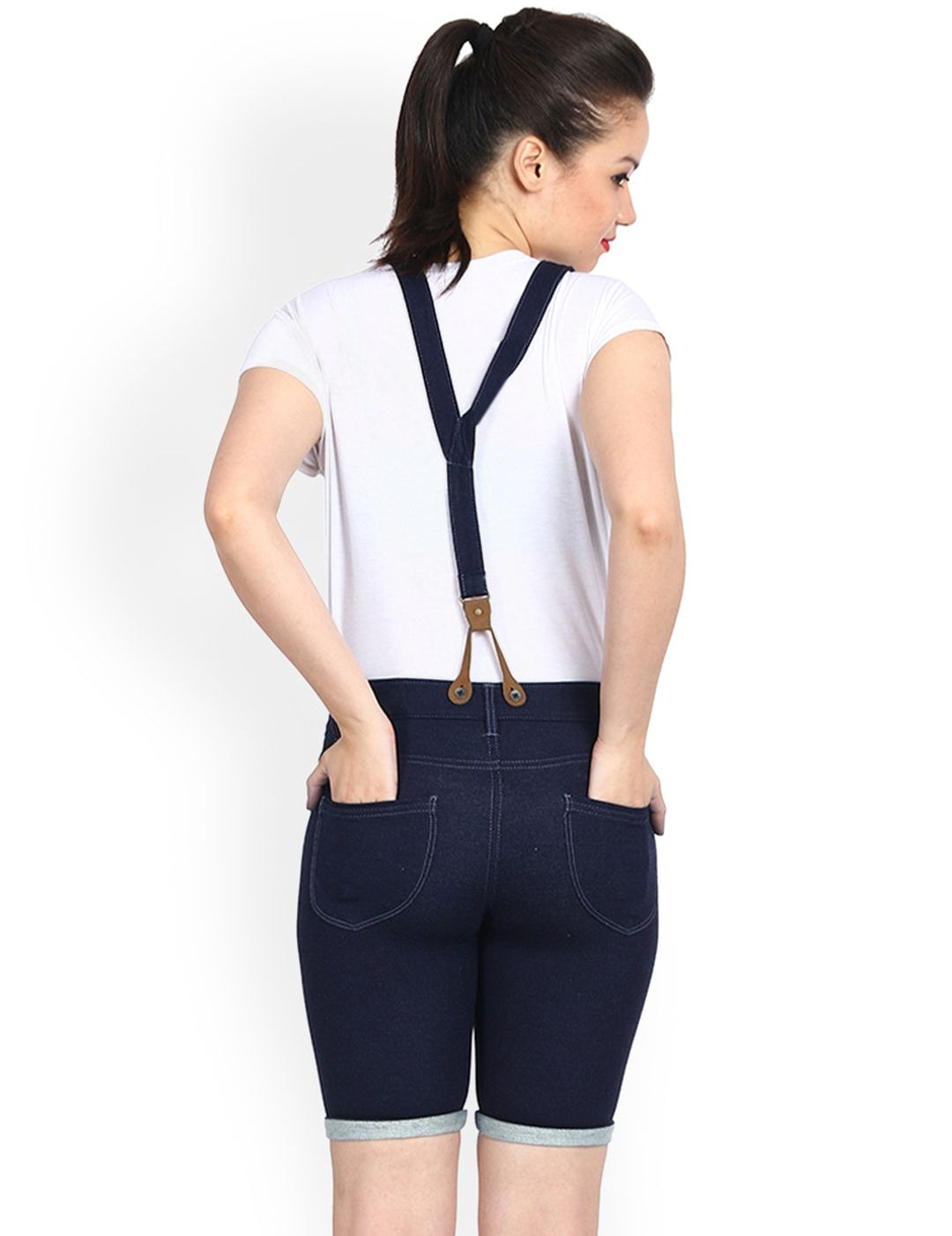 Kotty Women Blue Solid Regular Fit Denim Shorts