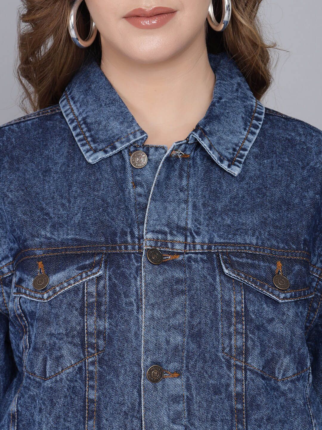 Kotty Women Blue Denim Jacket with Patchwork
