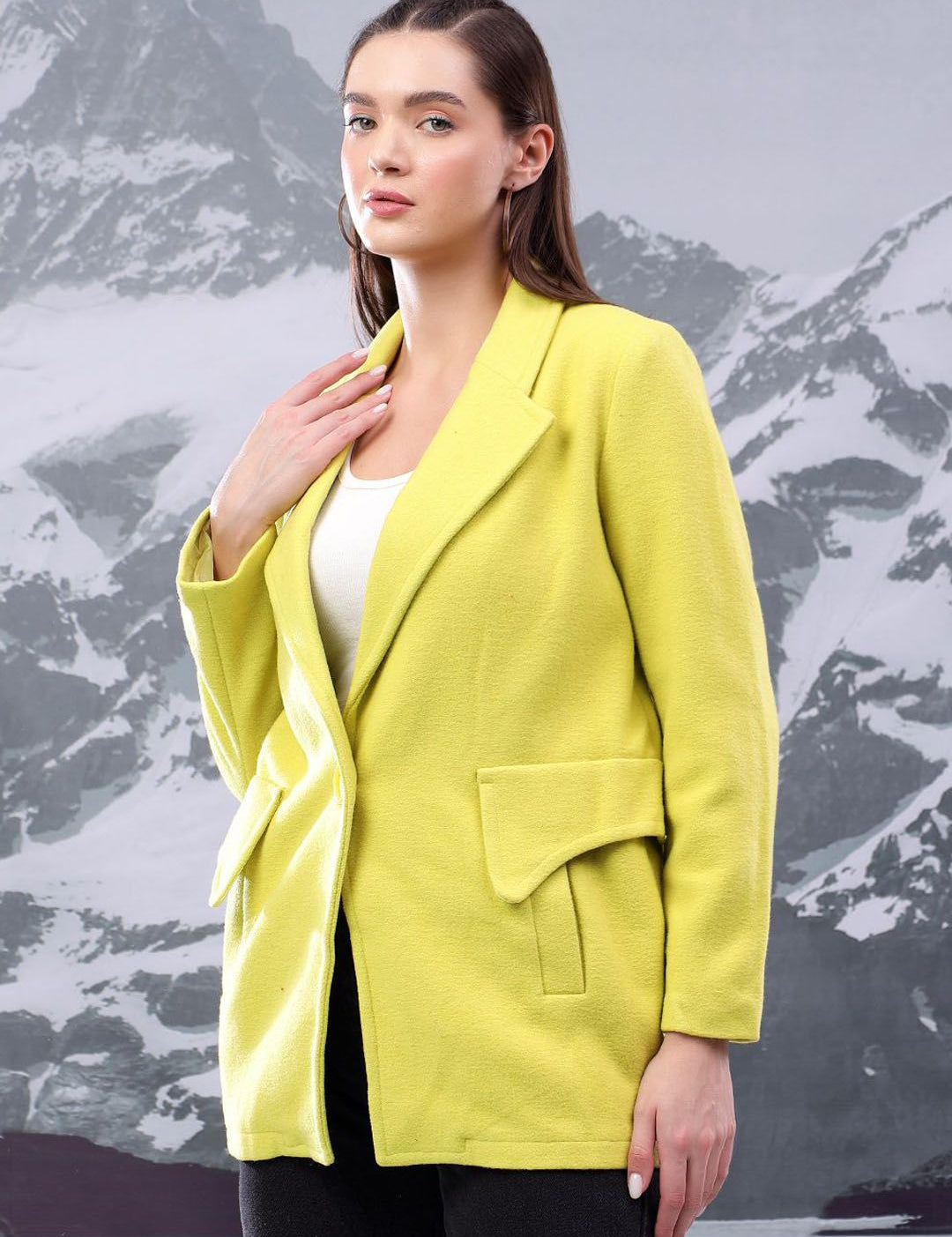 Kotty Women Notched Lapel Single-Breasted Overcoat