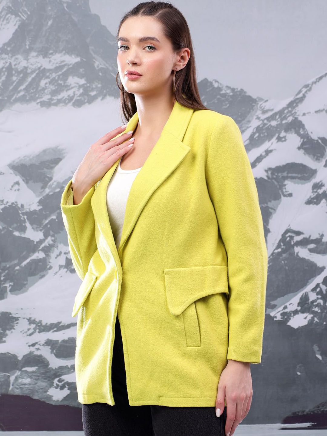 Kotty Women Notched Lapel Single-Breasted Overcoat