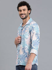 Kotty New Relaxed Fit Tropical Printed Cutaway Collar Casual Shirt