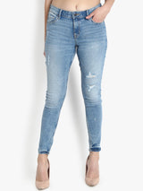 Kotty Women Blue Skinny Fit Mid-Rise Mildly Distressed Jeans