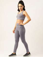 Kotty Women Grey High-Rise Sports Bra & Tights