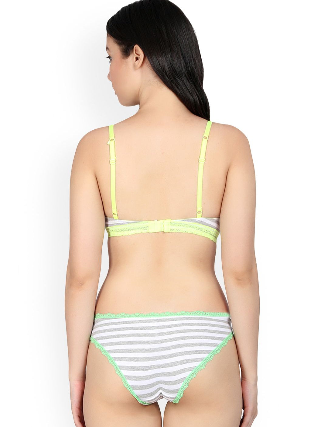 Kotty Women Grey And White Striped Lingerie Set KTTIW80