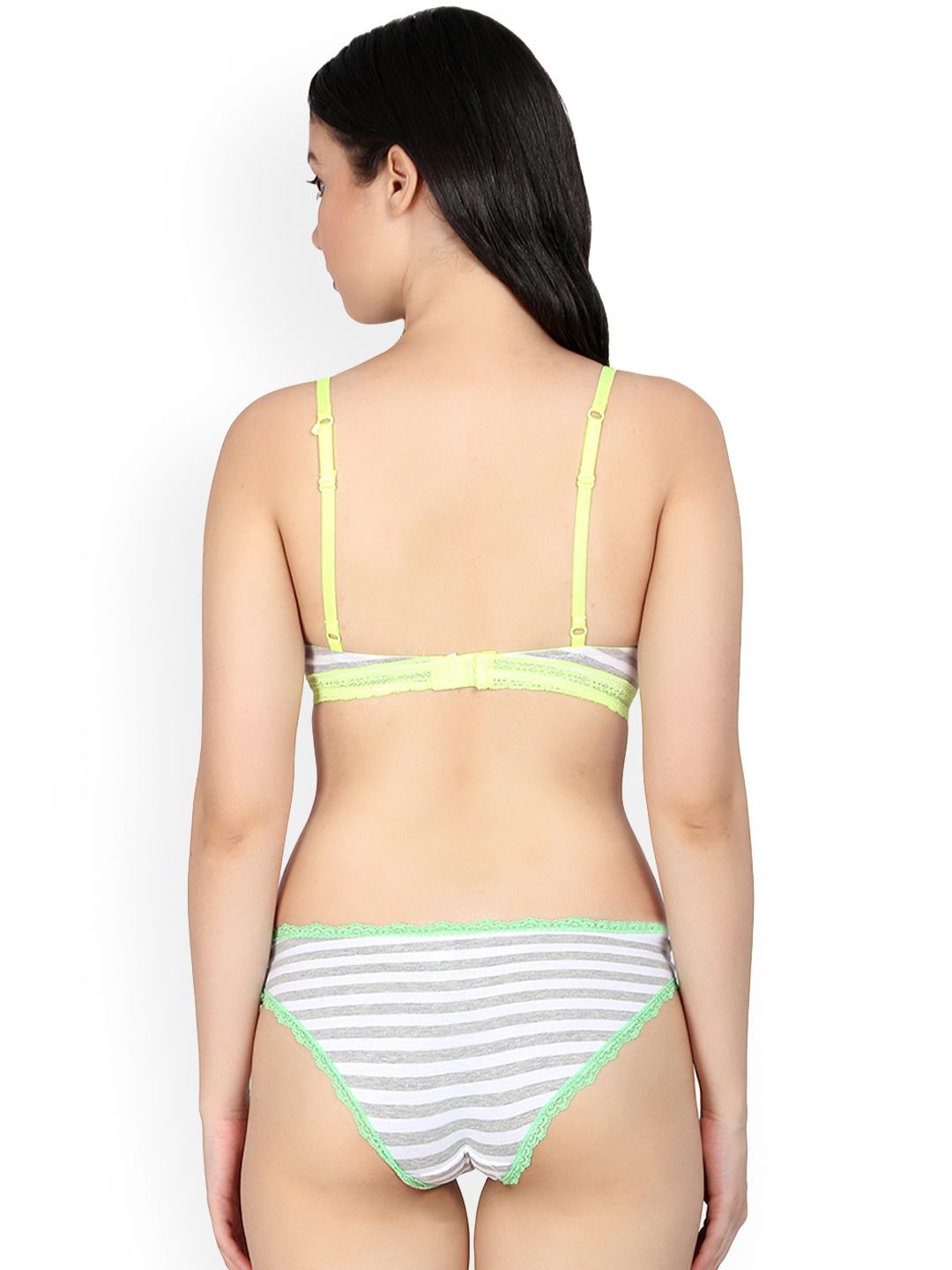 Kotty Women Grey And White Striped Lingerie Set KTTIW80