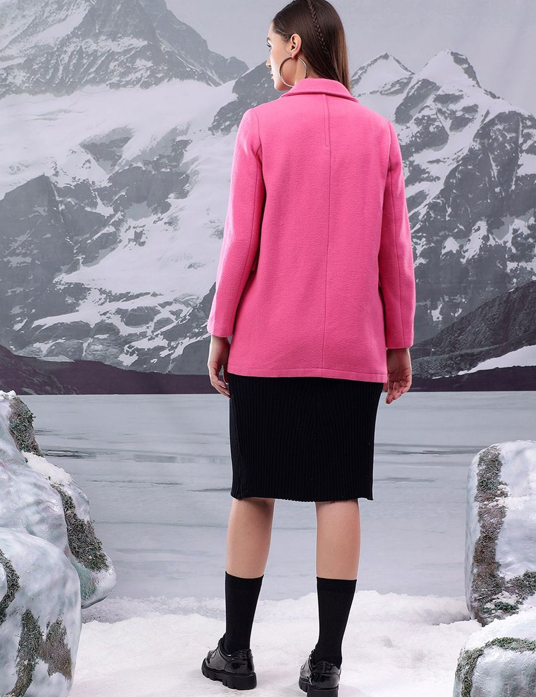 Kotty Women Notched Lapel Single-Breasted Overcoat