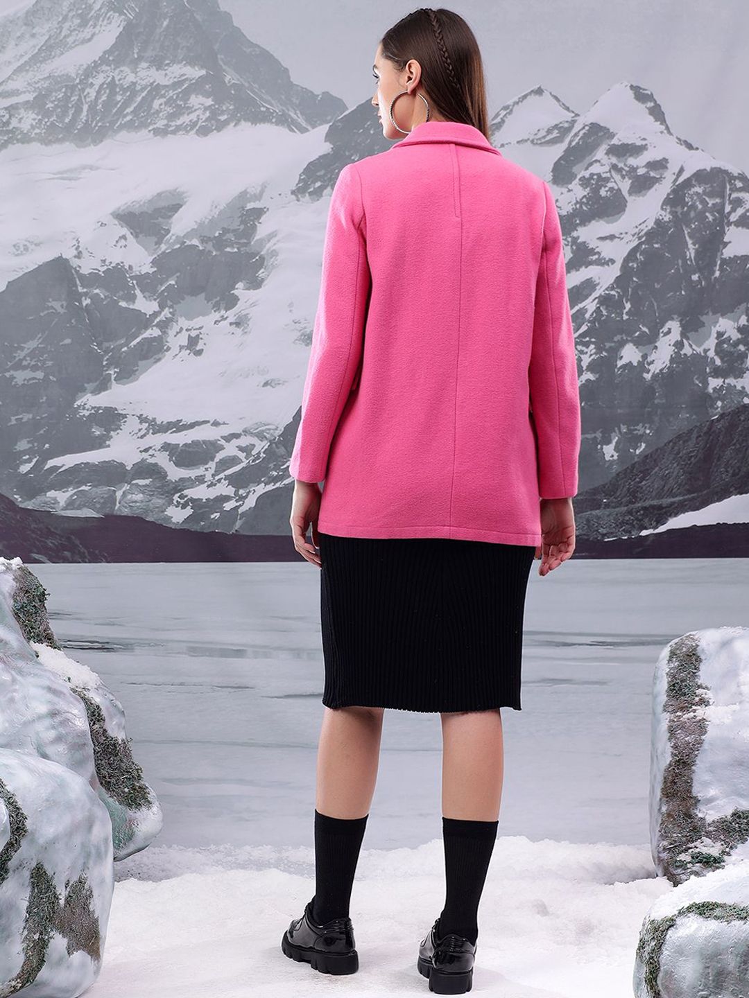 Kotty Women Notched Lapel Single-Breasted Overcoat