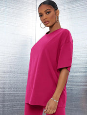 Kotty Drop-Shoulder Sleeves Longline Oversize Yoga T-shirt