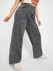 Kotty Women Straight Fit High-Rise Low Distress Heavy Fade Stretchable Jeans