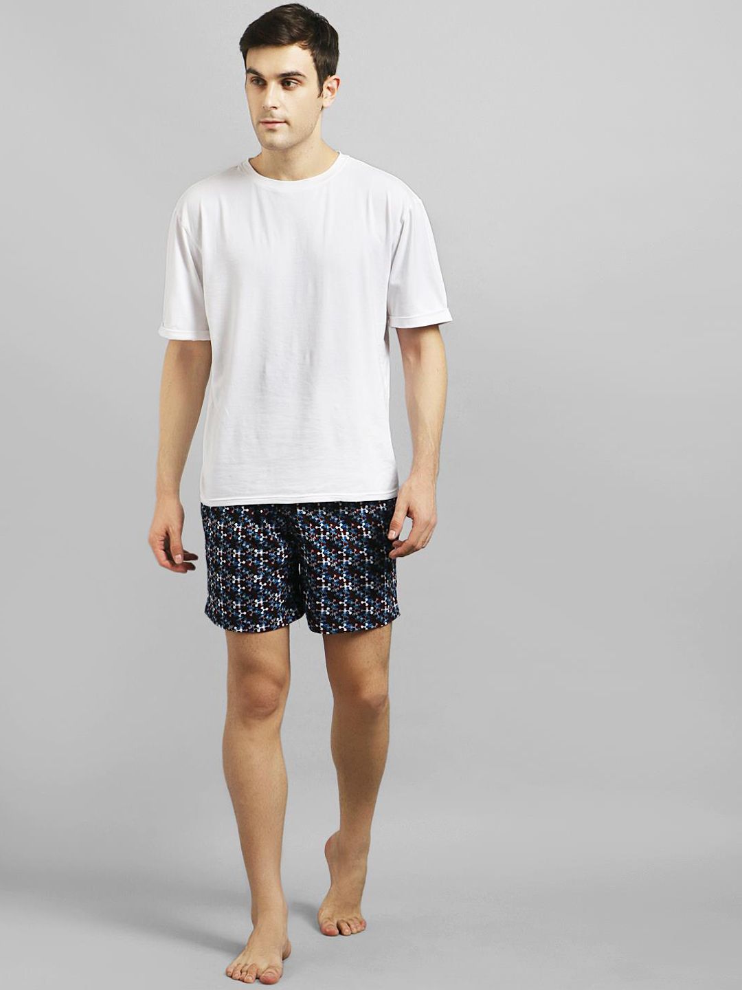 Kotty Men Blue & White Printed Boxers