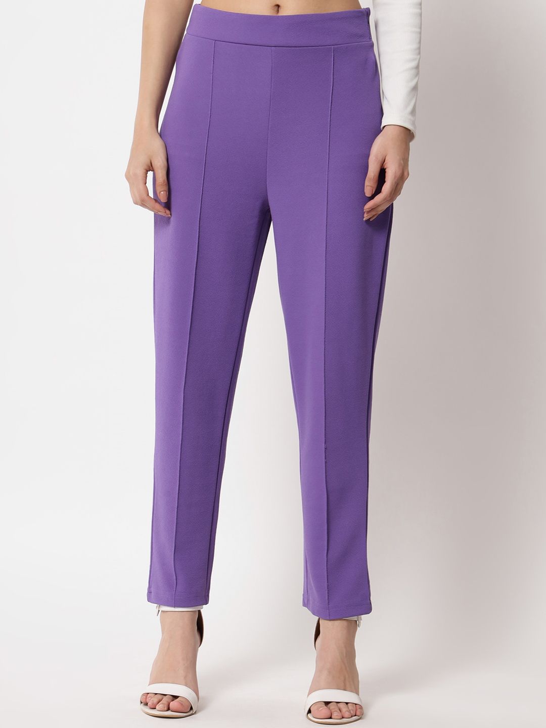 Kotty Women Purple Slim Fit Easy Wash Trousers