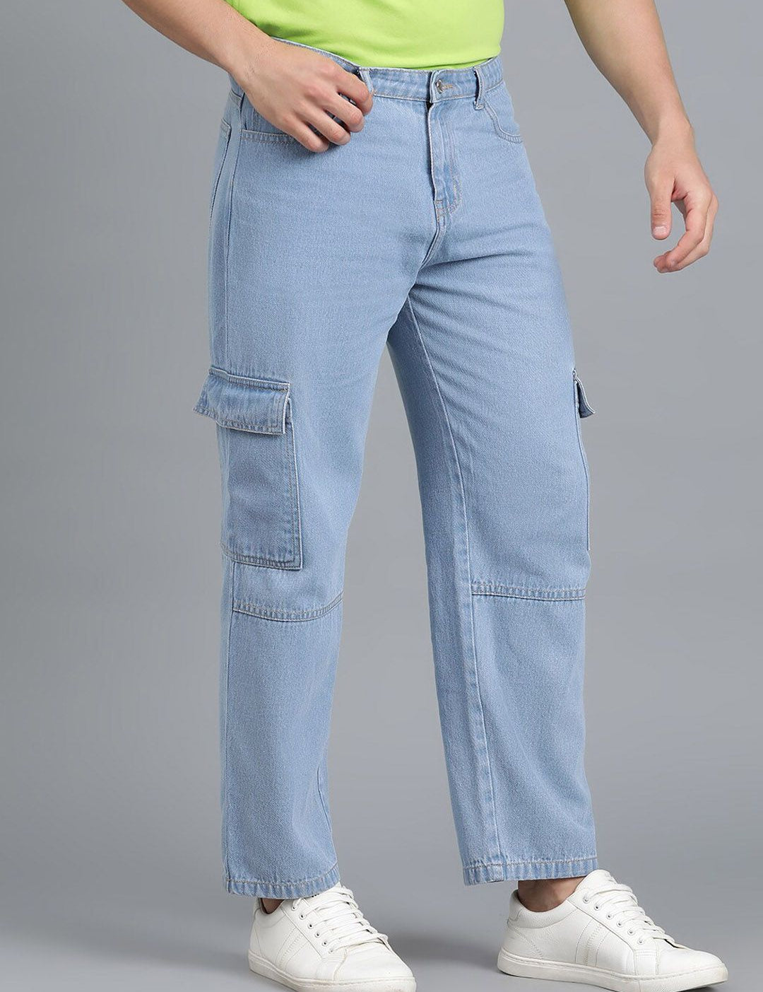 Kotty Men Jean Low-Rise Clean Look Stretchable Cargo Jeans