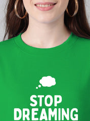 Kotty Typography Printed Round Neck Drop-Shoulder Sleeves Oversized T-shirt