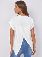 Kotty White Extended Sleeves Styled Back Top
