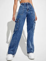 Kotty Women Jean Blue Straight Fit High-Rise Stretchable Jeans