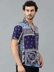 Kotty Men Cuban Collar Ethnic Motifs Printed Casual Shirt
