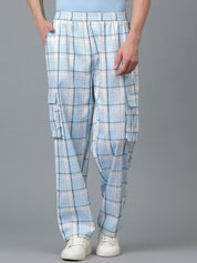 Kotty Men Checked Relaxed Low-Rise Easy Wash Trousers