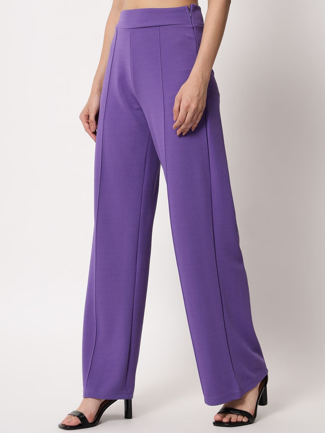 Kotty Women Pack Of 2 Relaxed Straight Leg Fit High-Rise Easy Wash Trousers