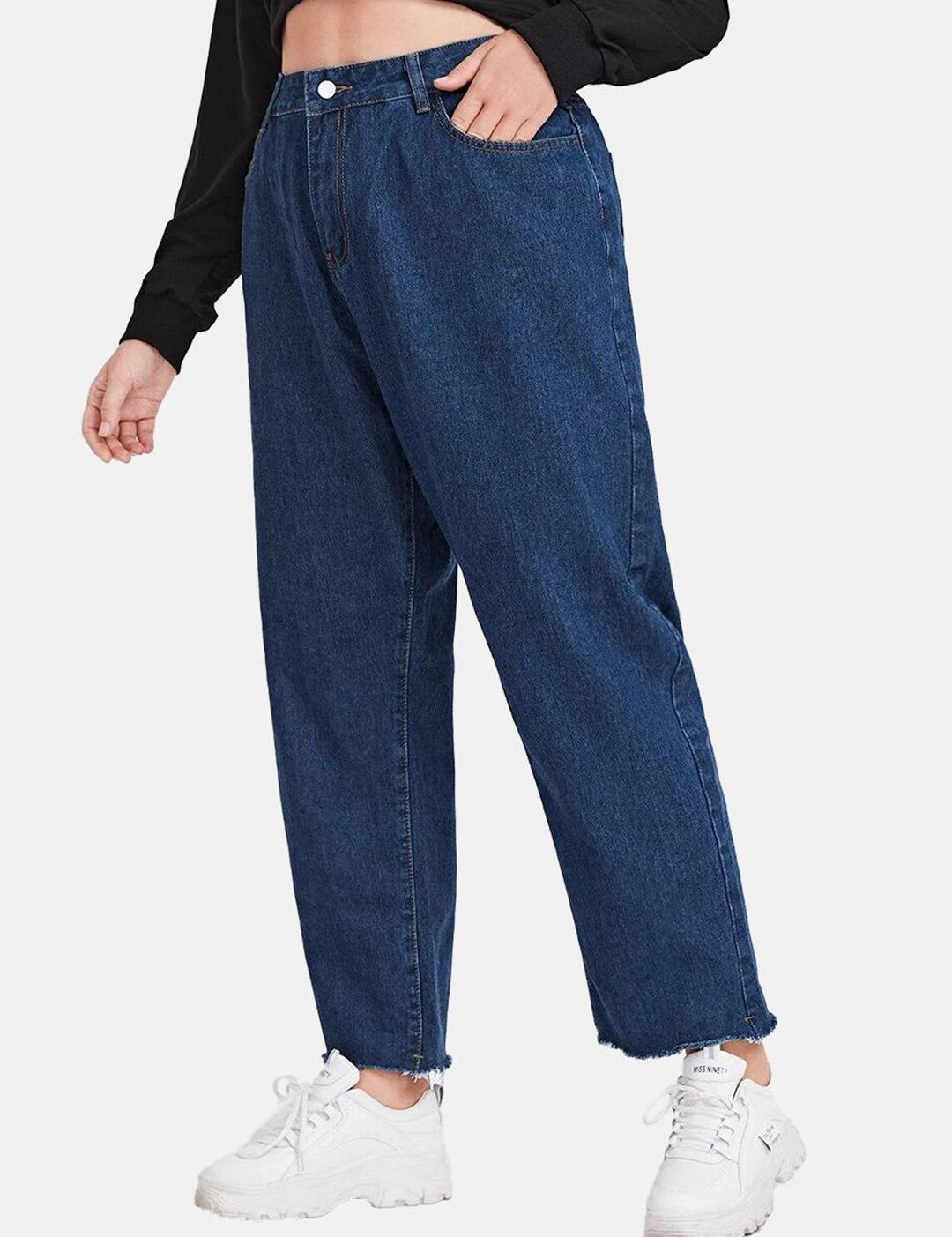 Kotty Women Blue Jean High Rise Straight Fit Stretchable Cotton Jeans