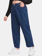 Kotty Women Blue Jean High Rise Straight Fit Stretchable Cotton Jeans