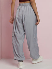 Kotty Women Relaxed High-Rise Easy Wash Cargo Joggers 