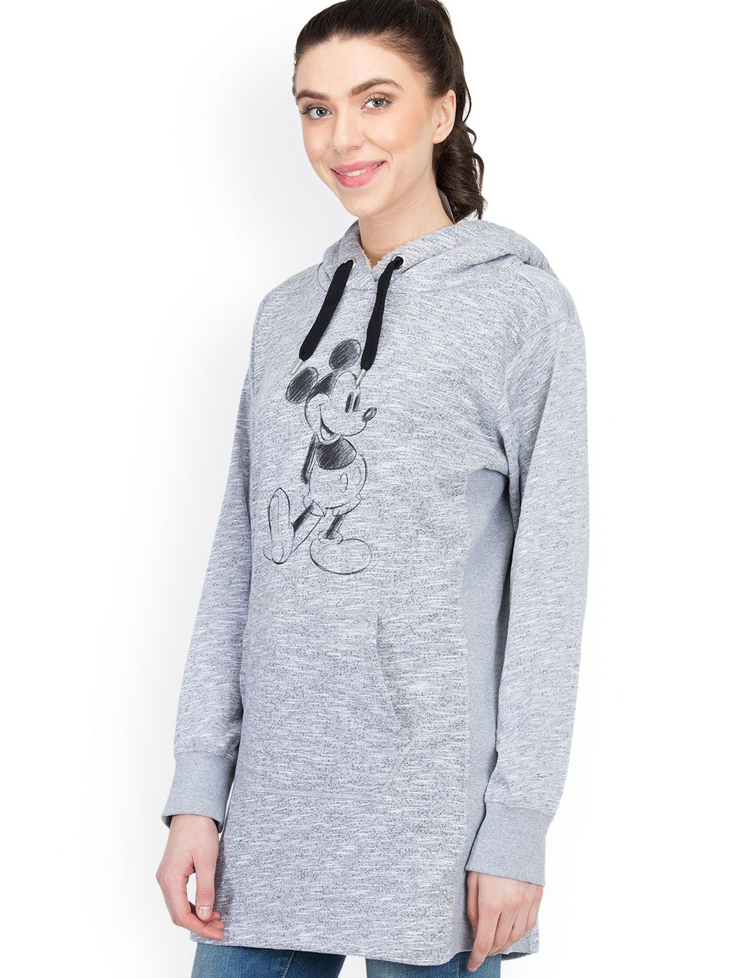 Kotty Women Grey Printed Longline Sweatshirt