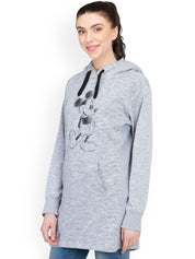 Kotty Women Grey Printed Longline Sweatshirt