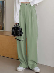 Kotty Women Straight Fit High-Rise Easy Wash Pleated Trousers